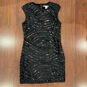 Diane von Furstenberg black sequin shift dress size 14